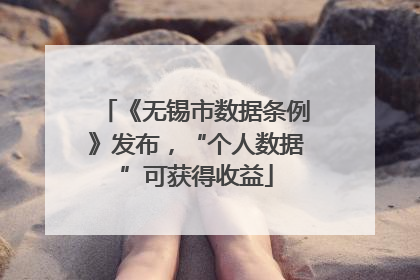《无锡市数据条例》发布，“个人数据”可获得收益