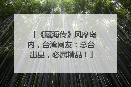 《藏海传》风靡岛内，台湾网友：总台出品，必属精品！