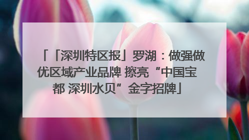 「深圳特区报」罗湖：做强做优区域产业品牌 擦亮“中国宝都 深圳水贝”金字招牌