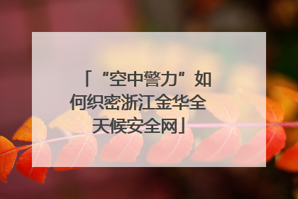 “空中警力”如何织密浙江金华全天候安全网