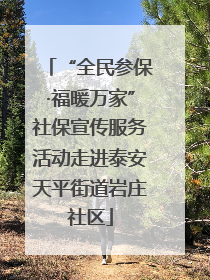 “全民参保·福暖万家”社保宣传服务活动走进泰安天平街道岩庄社区