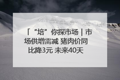 “培”你探市场｜市场供增需减 猪肉价同比降3元 未来40天便宜猪肉敞开吃