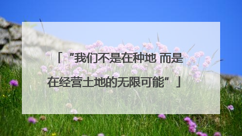“我们不是在种地 而是在经营土地的无限可能”