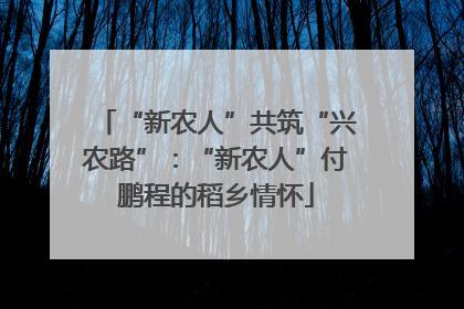 “新农人”共筑“兴农路”：“新农人”付鹏程的稻乡情怀