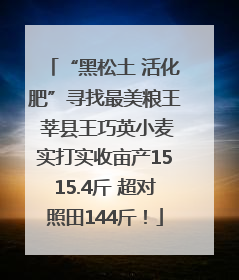 “黑松土 活化肥”寻找最美粮王 莘县王巧英小麦实打实收亩产1515.4斤 超对照田144斤！