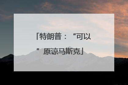 特朗普：“可以”原谅马斯克