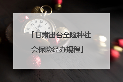 甘肃出台全险种社会保险经办规程
