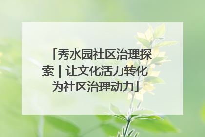 秀水园社区治理探索｜让文化活力转化为社区治理动力