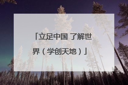 立足中国 了解世界（学创天地）