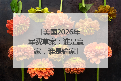 美国2026年军费草案：谁是赢家，谁是输家