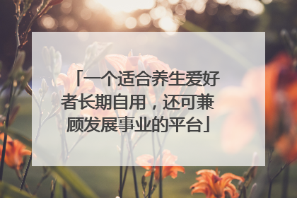 一个适合养生爱好者长期自用，还可兼顾发展事业的平台