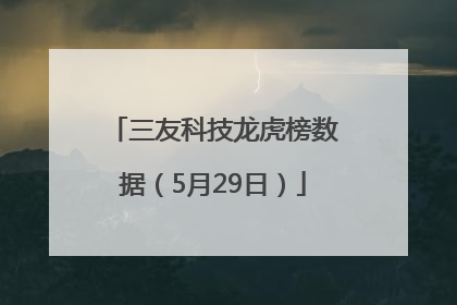 三友科技龙虎榜数据（5月29日）