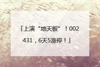 上演“地天板”！002431，6天5涨停！