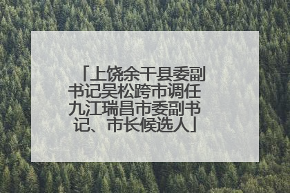 上饶余干县委副书记吴松跨市调任九江瑞昌市委副书记、市长候选人