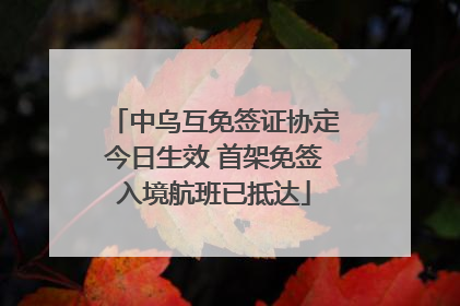 中乌互免签证协定今日生效 首架免签入境航班已抵达