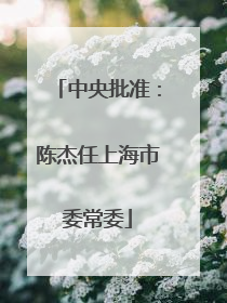 中央批准：陈杰任上海市委常委