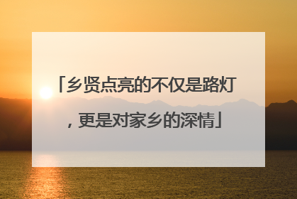 乡贤点亮的不仅是路灯，更是对家乡的深情