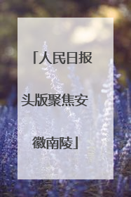 人民日报头版聚焦安徽南陵