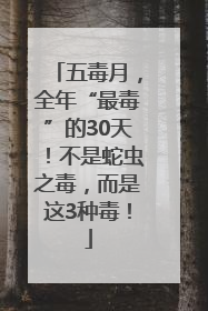 五毒月，全年“最毒”的30天！不是蛇虫之毒，而是这3种毒！