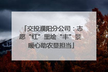 交投濮阳分公司：志愿“红”里绘“丰”景 暖心助农显担当