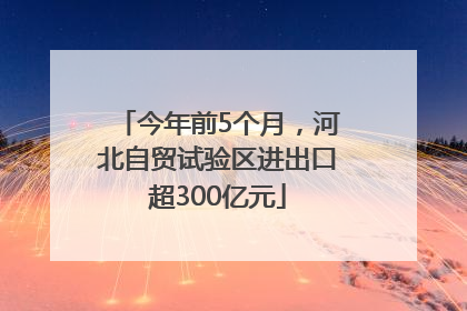 今年前5个月，河北自贸试验区进出口超300亿元