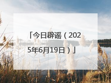 今日辟谣（2025年6月19日）
