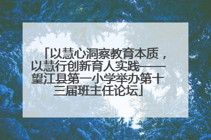 以慧心洞察教育本质，以慧行创新育人实践——望江县第一小学举办第十三届班主任论坛