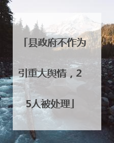 县政府不作为引重大舆情，25人被处理