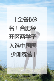 全省仅3名！合肥经开区两学子入选中国国少训练营