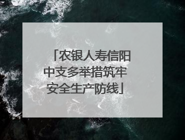 农银人寿信阳中支多举措筑牢安全生产防线