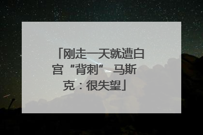 刚走一天就遭白宫“背刺” 马斯克：很失望