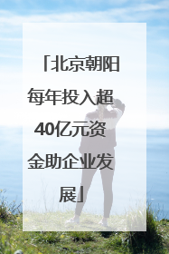 北京朝阳每年投入超40亿元资金助企业发展