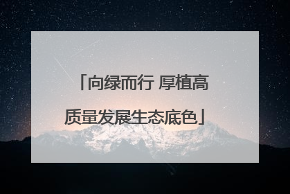 向绿而行 厚植高质量发展生态底色