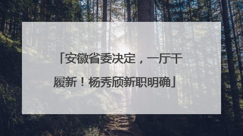 安徽省委决定，一厅干履新！杨秀颀新职明确