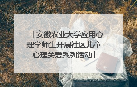 安徽农业大学应用心理学师生开展社区儿童心理关爱系列活动