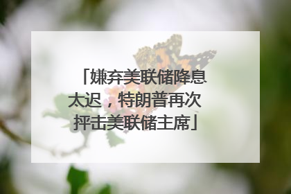 嫌弃美联储降息太迟，特朗普再次抨击美联储主席