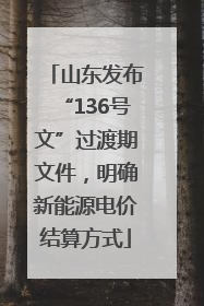 山东发布“136号文”过渡期文件，明确新能源电价结算方式