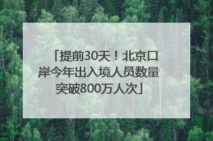提前30天！北京口岸今年出入境人员数量突破800万人次
