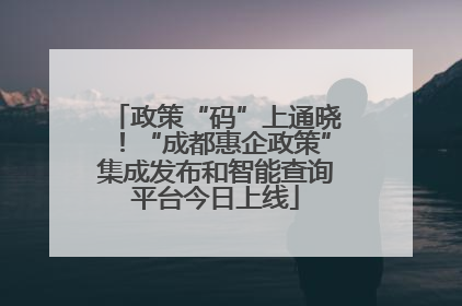 政策“码”上通晓！“成都惠企政策”集成发布和智能查询平台今日上线