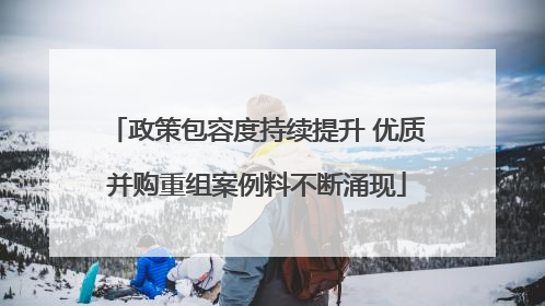 政策包容度持续提升 优质并购重组案例料不断涌现