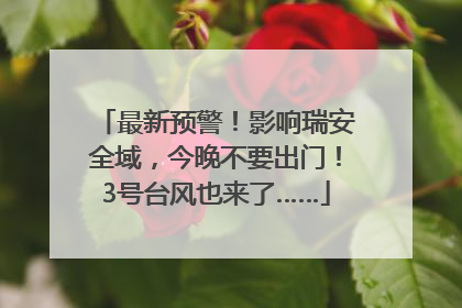 最新预警！影响瑞安全域，今晚不要出门！3号台风也来了……