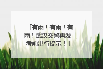 有雨！有雨！有雨！武汉交警再发考前出行提示！