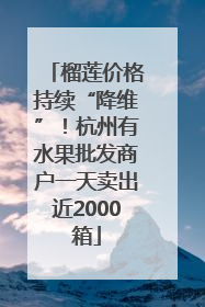 榴莲价格持续“降维”！杭州有水果批发商户一天卖出近2000箱