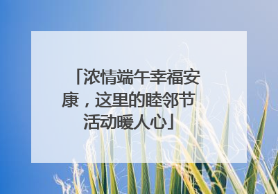 浓情端午幸福安康，这里的睦邻节活动暖人心