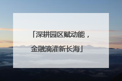 深耕园区赋动能，金融滴灌新长海