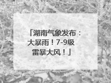 湖南气象发布：大暴雨！7-9级雷暴大风！
