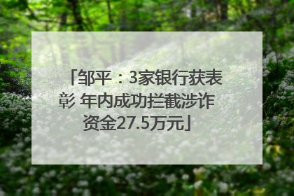 邹平：3家银行获表彰 年内成功拦截涉诈资金27.5万元