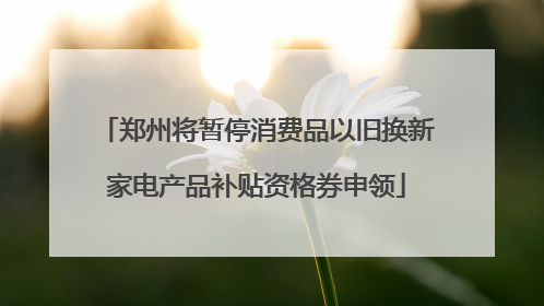 郑州将暂停消费品以旧换新家电产品补贴资格券申领