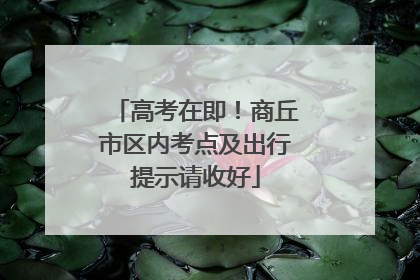 高考在即！商丘市区内考点及出行提示请收好
