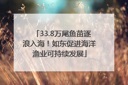 33.8万尾鱼苗逐浪入海!如东促进海洋渔业可持续发展
